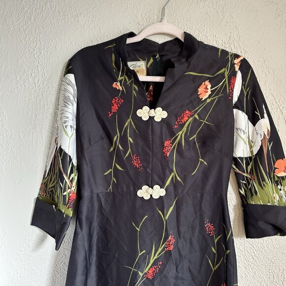 Alice of California vintage maxi dress Asian elegant quiet luxury kimono black - Picture 8 of 10